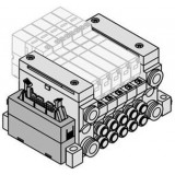 SMC solenoid valve 4 & 5 Port VQ VV5Q11-J, 1000 Series, Base Mounted Manifold, Plug-in Type, Flat Ribbon Cable